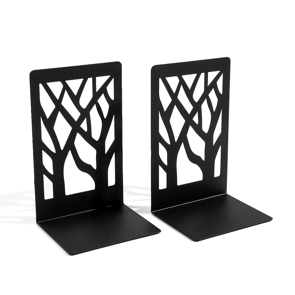 Classic Black Tree Shadow Book Ends for Shelf Desk Decor CDs Cook Books Support Bookends Supplies Gifts