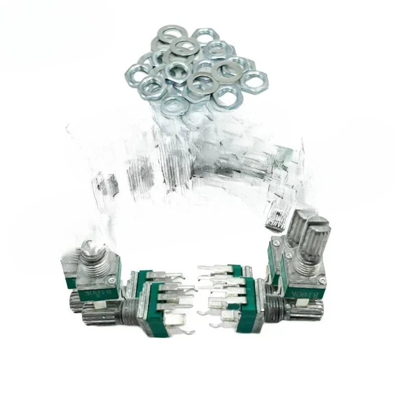 10 قطعة مقياس الجهد الدقيق العمودي وصلة واحدة عرقوب طول 15 مللي متر بدون تروس 3 دبوس B2K B5K B10K B20K B50K B100K B500K B1M