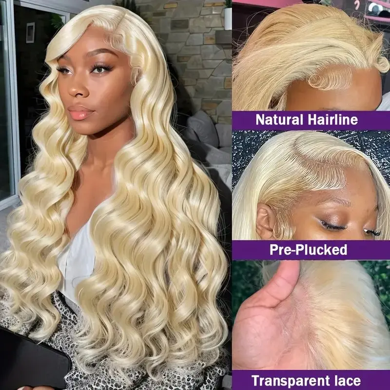 38 Inches 13X6 HD Lace Frontal Wig 150 Density 613 Blonde Body Wavy Colored Glueless Water Wave Human Hair Wigs