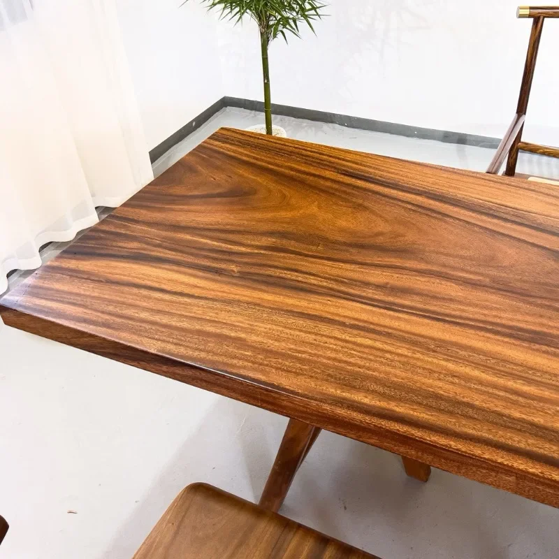 Walnut log tea table Solid wood office large board tea table Designer simple and advanced