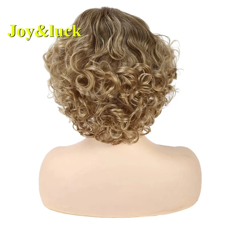 Short Curly Synthetic Wigs Brown Ombre Blonde Wigs For Women Fashion Daily Female Hair