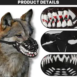 Halloween Dog Muzzle with Teeth Creepy Dog Costume with Large Teeth Spooky Prop Halloween Dog Costume Hilarious Dog Muzzle