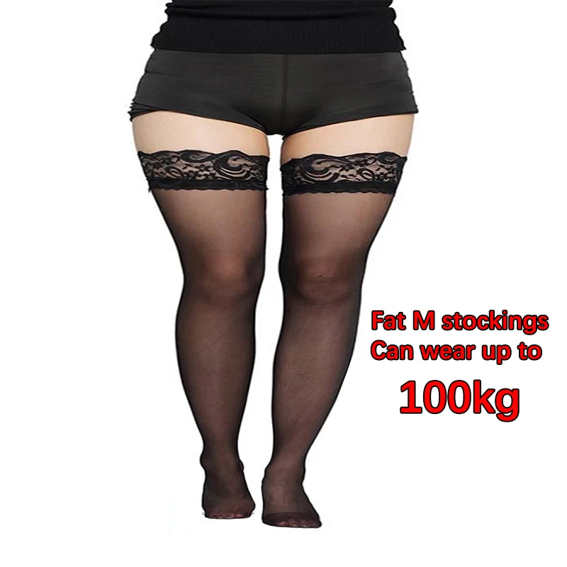 Large Size Women Stockings Lace Knee Sock Big Plus Size Sexy Thigh Pantyhose Anti-slip Sock