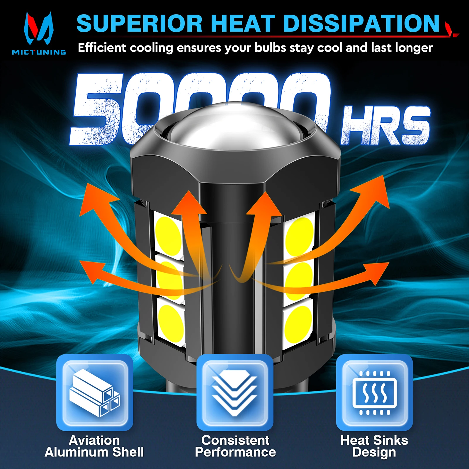 MICTUNING 921 912 LED Bulb 3030 SMD Chip,T15 Backup Light Bulbs with Condenser Lens 906 W16W Canbus Error Free for Reverse Light