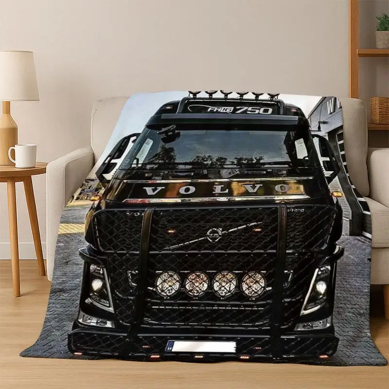 Classic V-Volvo Truck Lorry Flannel Blanket Soft Warm Blanket Throw Blanket for Bedroom Living Room Bed Travel Picnic Gift Kid