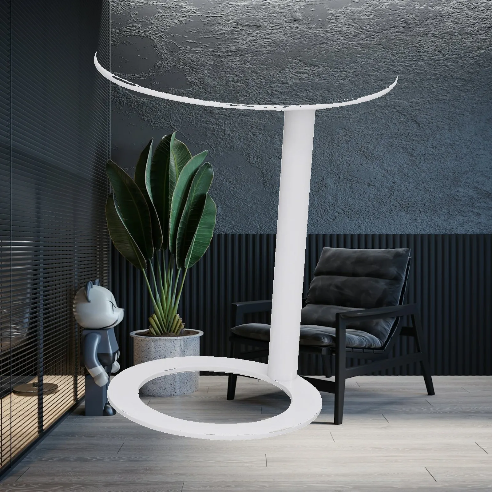Minimalistic Metal Round Side Table Space Saving Bedside Table Sofa End Table for Living Room Bedroom