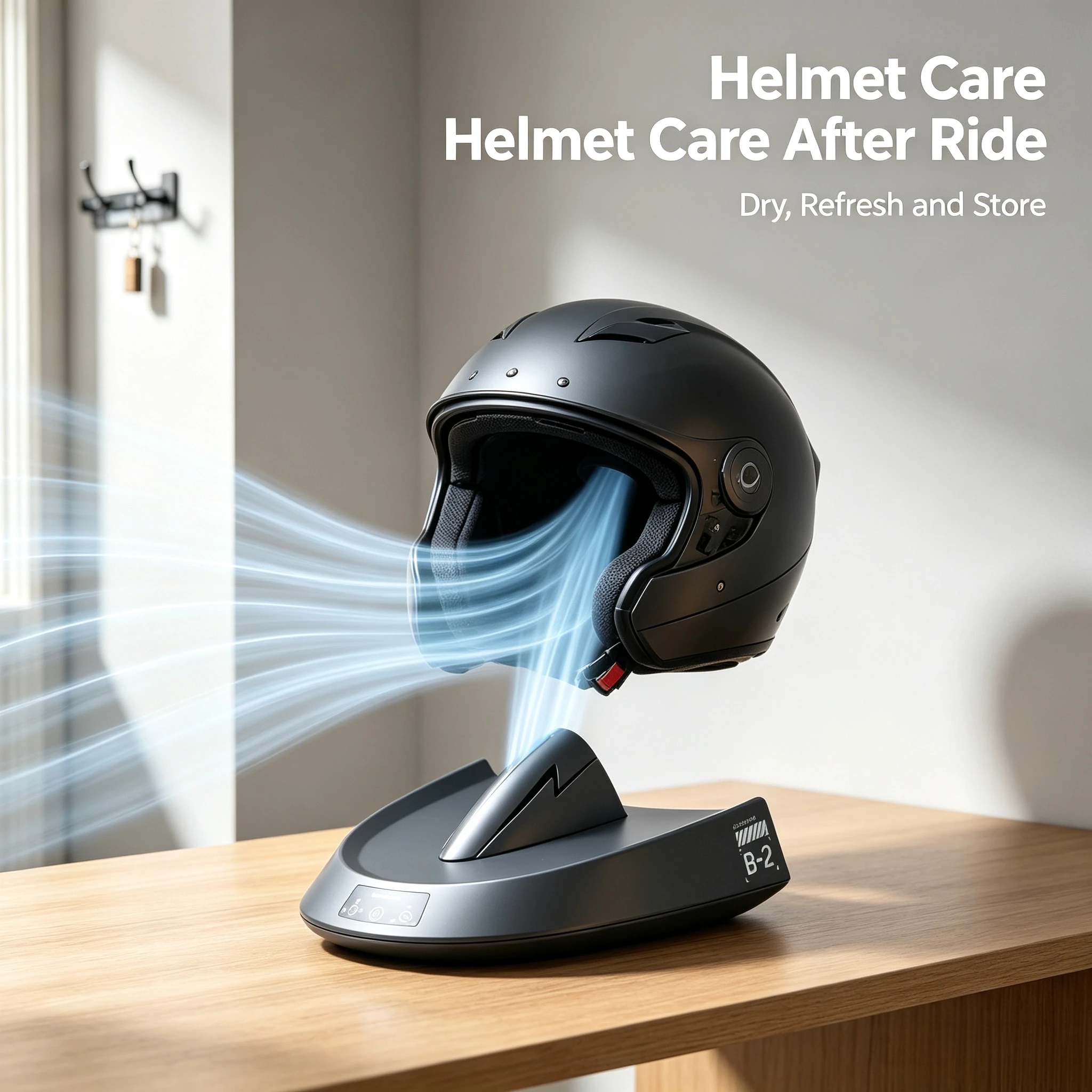 Smart Motorcycle Helmet Dryer Features Sterilization Dust Removal Functions Temperature Control Ambient Lighting