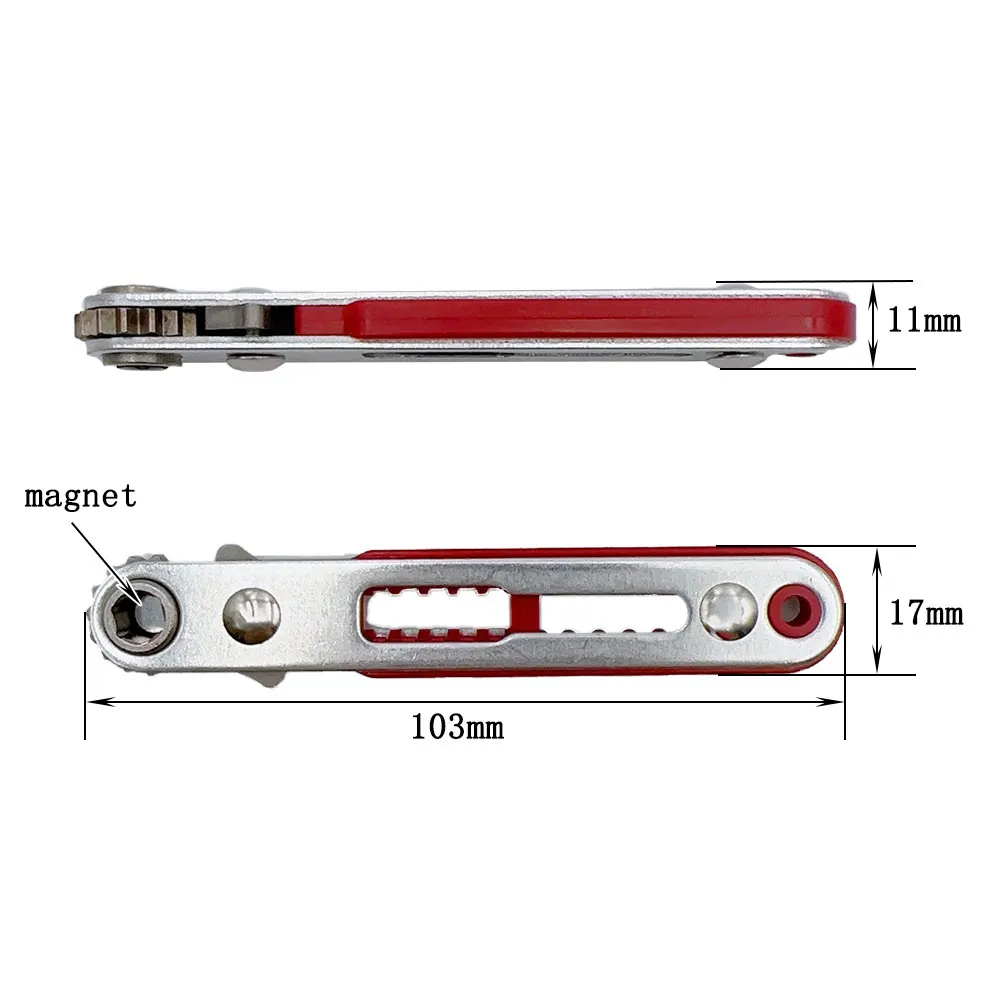 Red Magnetic Bidirectional Ratchet Screwdriver Right Angle Elbow Cross Shaped Hand Tool Accessory Set