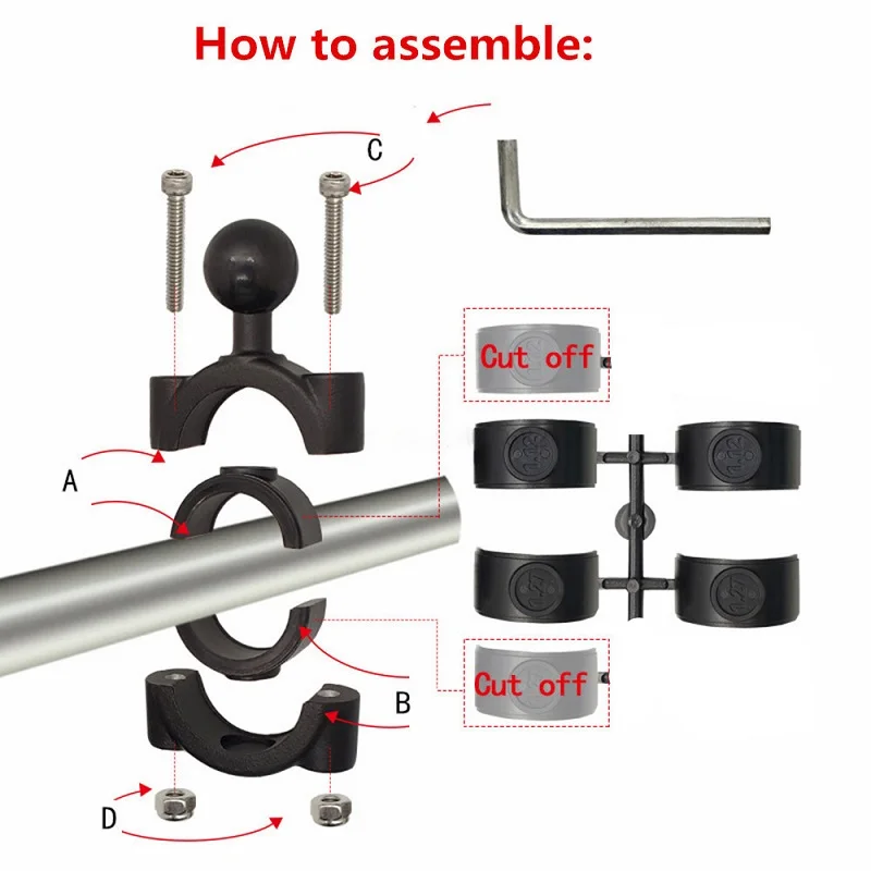 Torque Handlebar Mount Base Aluminum 1 Inch 25MM Ball Head Adapter Motorcycle Phone Holder Clamp Rail Mount Ram Mount for Tube