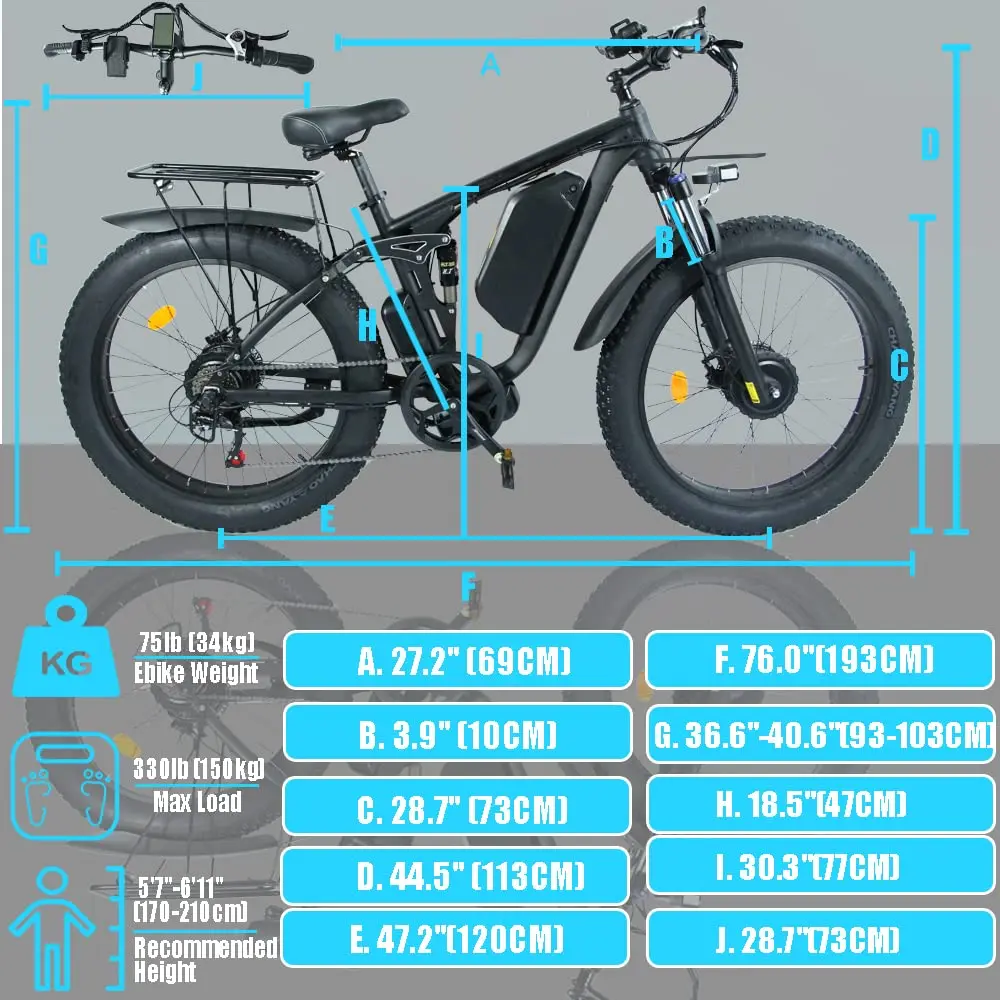 2000W Dual Motor Electric Mountain Bicycle 48V 22.4AH Full Suspension City Road Ebike 26" Fat Tire E Bike V3 MTB Velo