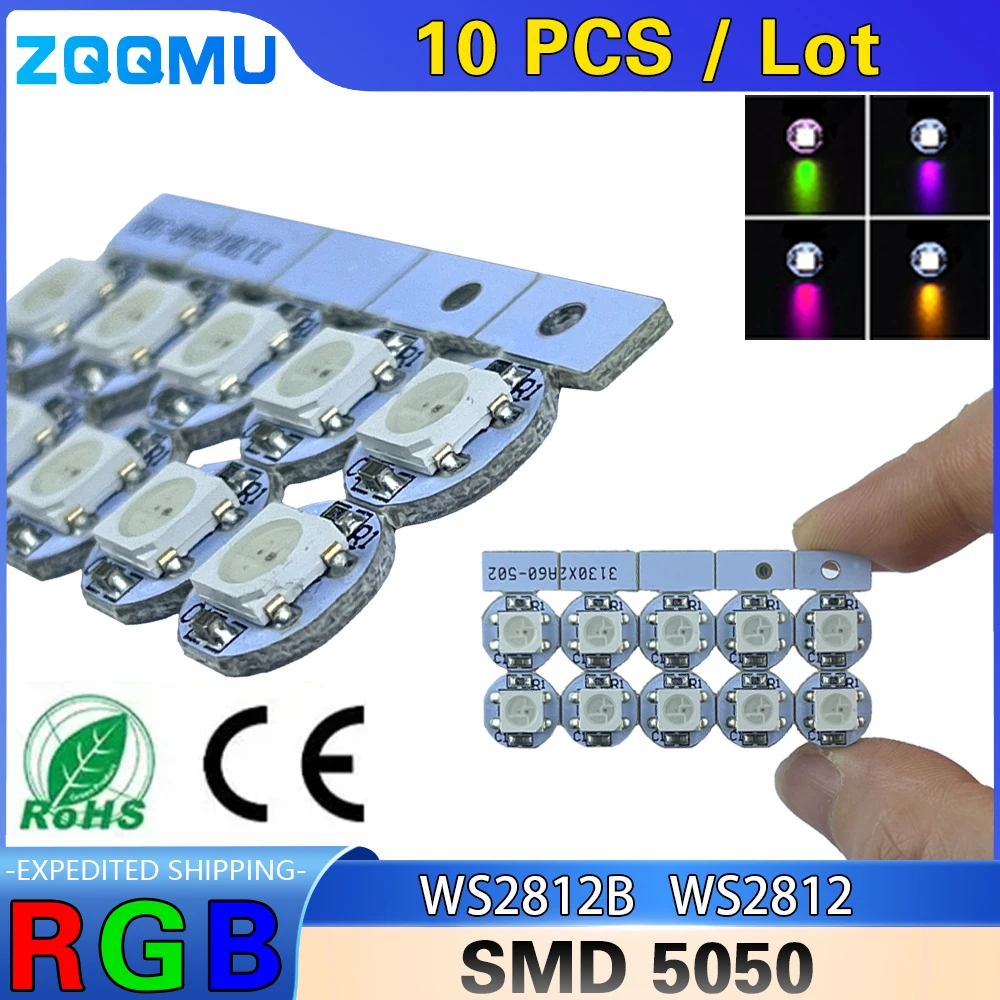 

10PCS LED RGB WS2812B WS2812 4Pin Chip 5050SMD DC5V WS2811 IC Black/White PCB With Heatsink Smart IC DIY