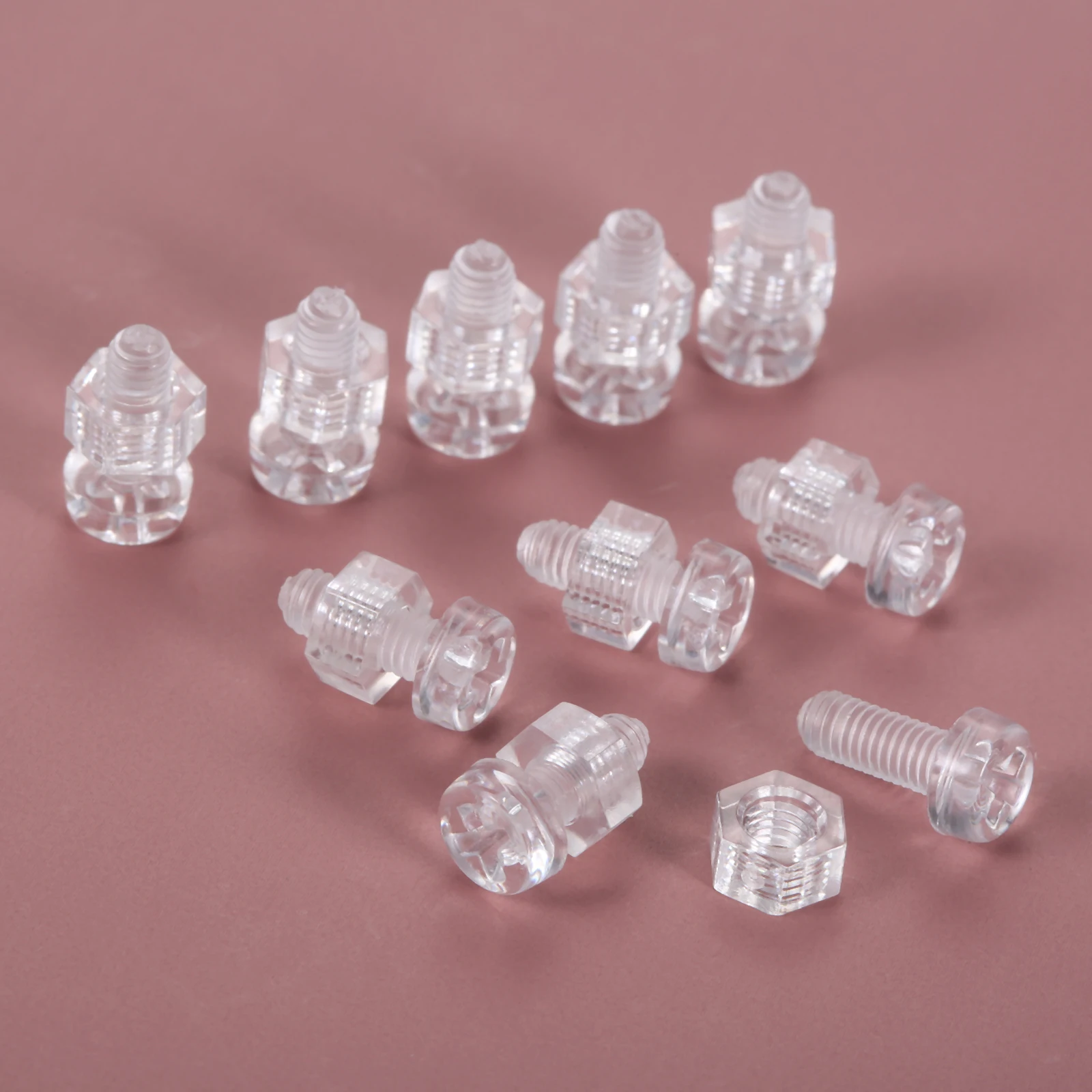 40sets M3*6mm M3*8mm Clear Acrylic Screws & Nuts Cross-head Transparent Tighten Bolt Non-slip Good Insulation Anti-Corrosion