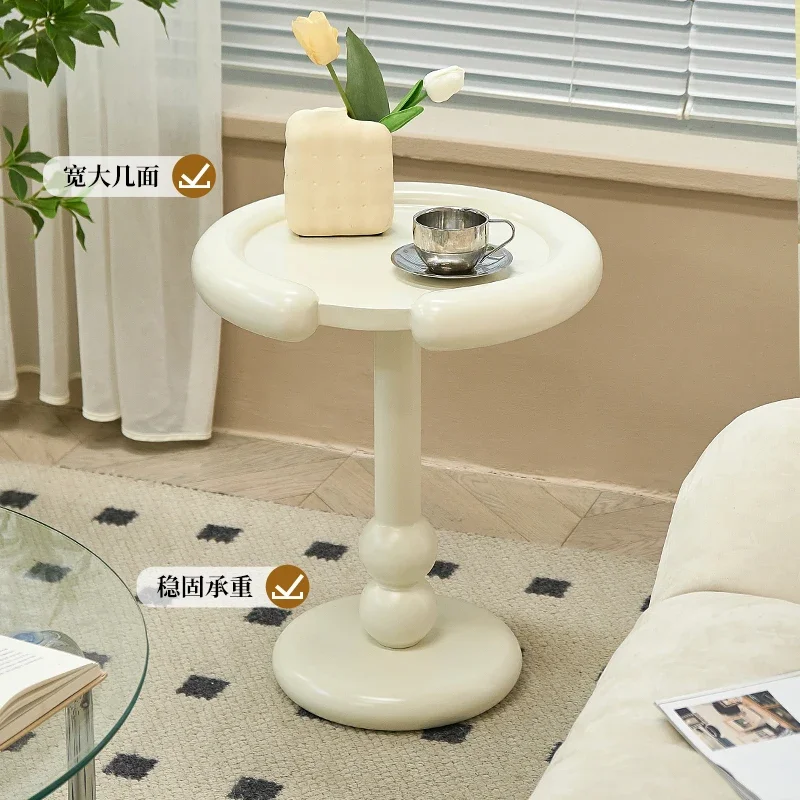 Space Nordic cream wind round coffee table living room designer small apartment sofa side table household creative side table