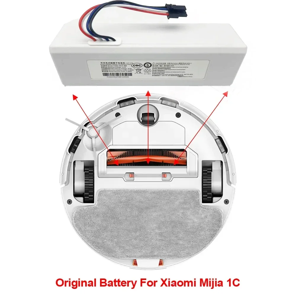

NEW 14.4V 12800mah P1904-4S1P-MM Battery For Xiaomi Mijia 1C STYTJ01ZHM Robot Vacuum Mop Cleaner Accessories battery
