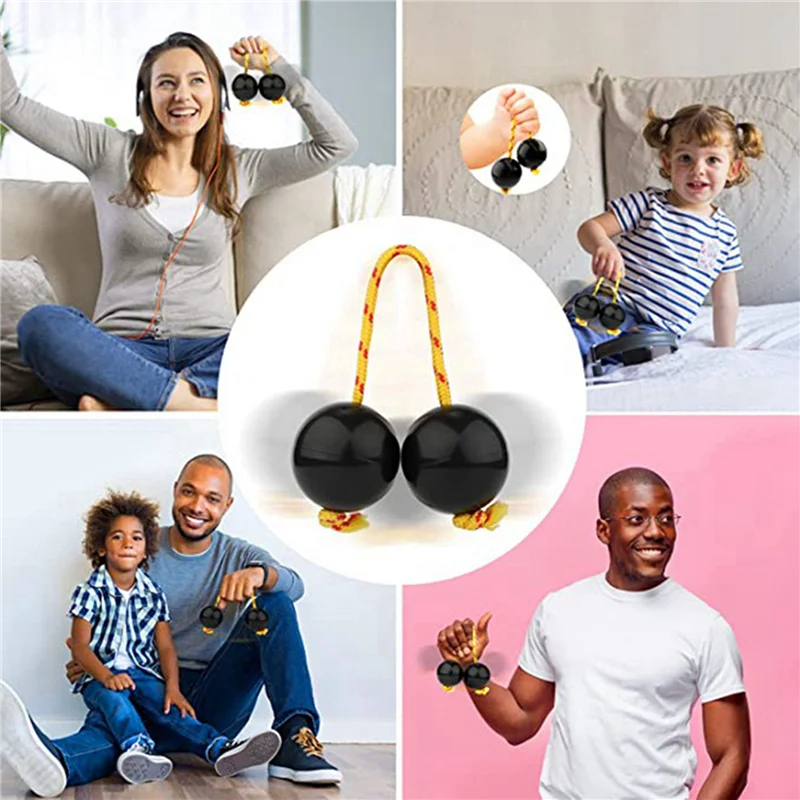 2 pares de bolas de ritmo, instrumentos de copa agitadora, sonajeros africanos clásicos, instrumentos de percusión manual (negro)