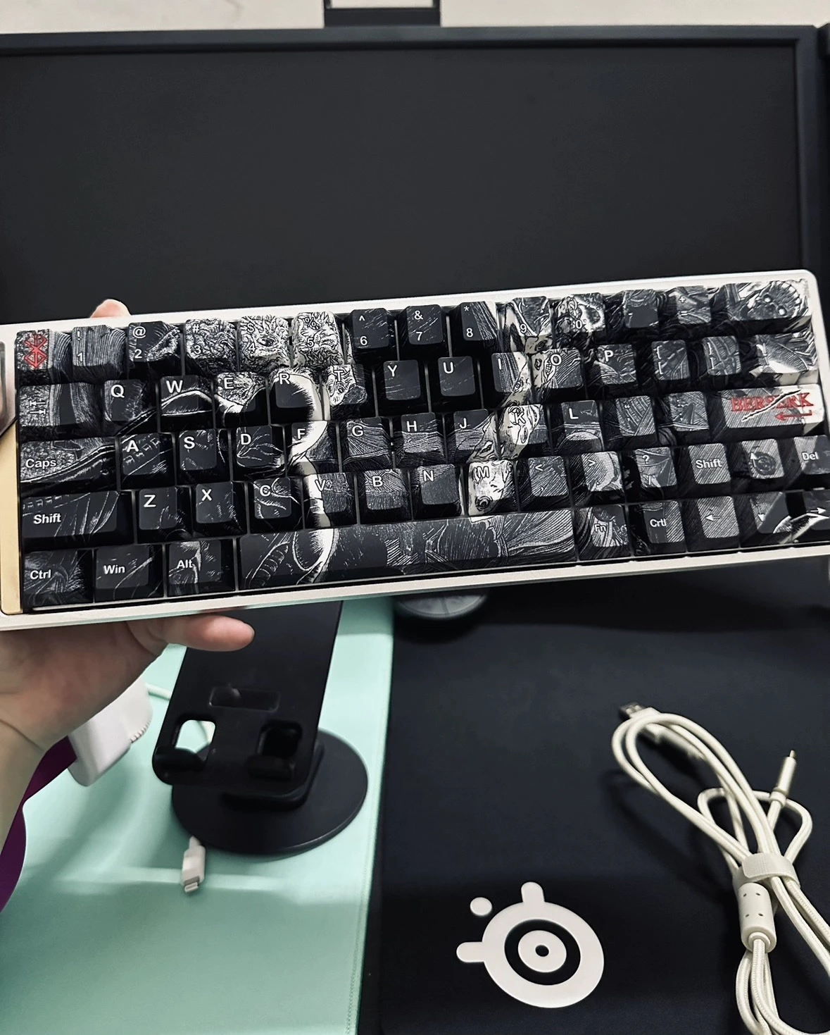 Berserk PBT Chreey PBT 염료 서브 새겨진 키캡 Wooting Ez63 Made68 60 64 68 75