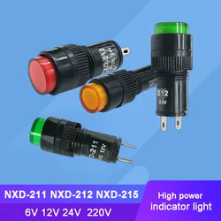 표시등 신호등 파일럿 라이트, 10mm NXD-211 12mm NXD-212 8mm NXD-215 12V 24V 220V, 2 개