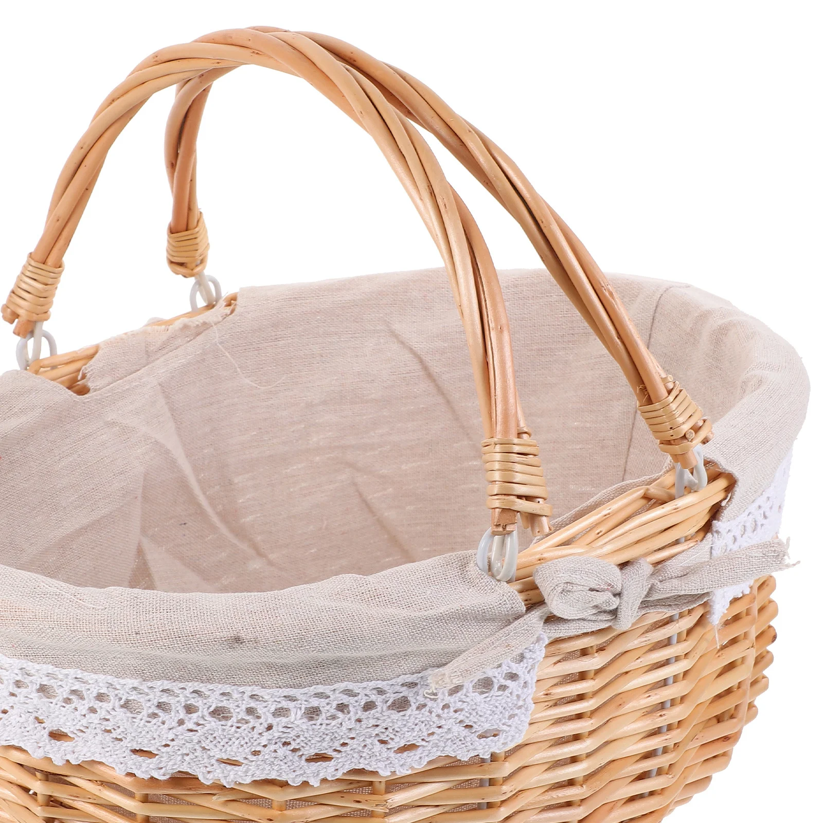 

Handheld Rustic Woven Basket Portable Picnic Flower Basket Multipurpose Decorative Storage Holder Trash Storage Baskets