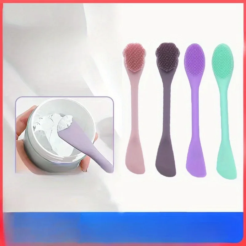 Pincel de Silicone Dupla Face para Máscara Facial, Ferramenta de Limpeza Facial, Aplicador de Máscara de Argila, Raspador, Escova de Limpeza de Silico