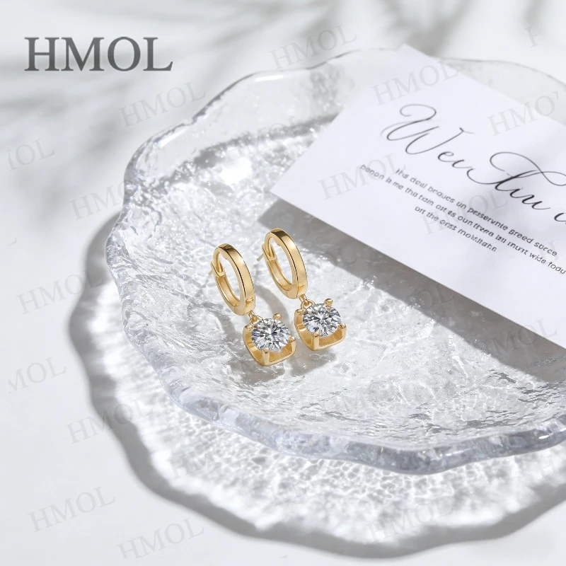 D الأبيض مويسانيتي أقراط مستديرة الذهب الأبيض خيارات الذهب الأصفر بسيطة المجوهرات اليومية هدية لعيد ميلادها