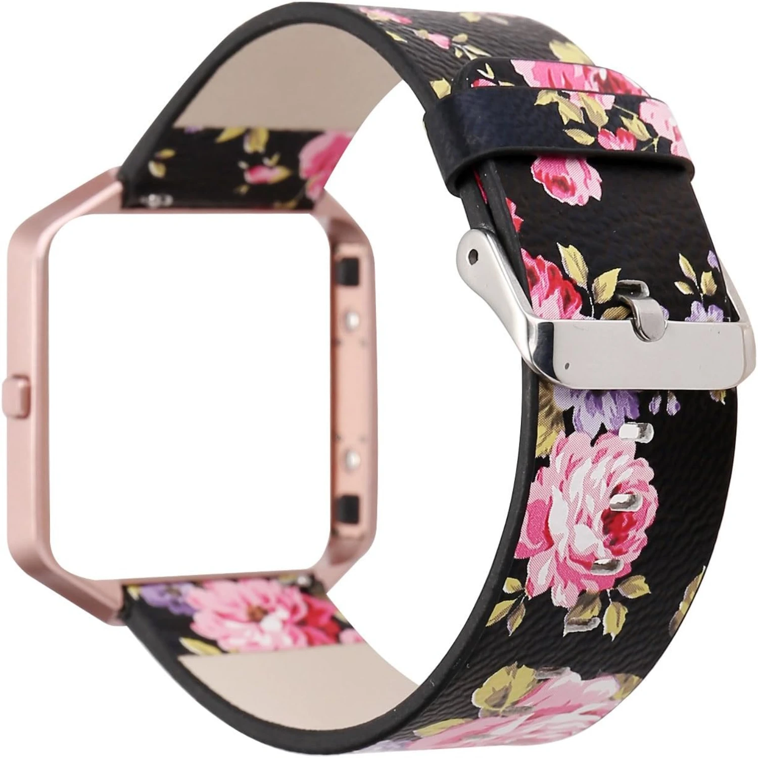 Elegant, Stylish, and Chic Genuine Soft Leather Floral Replacement Band with Metal Frame for Blaze Smart Fitness Watch - Fashion