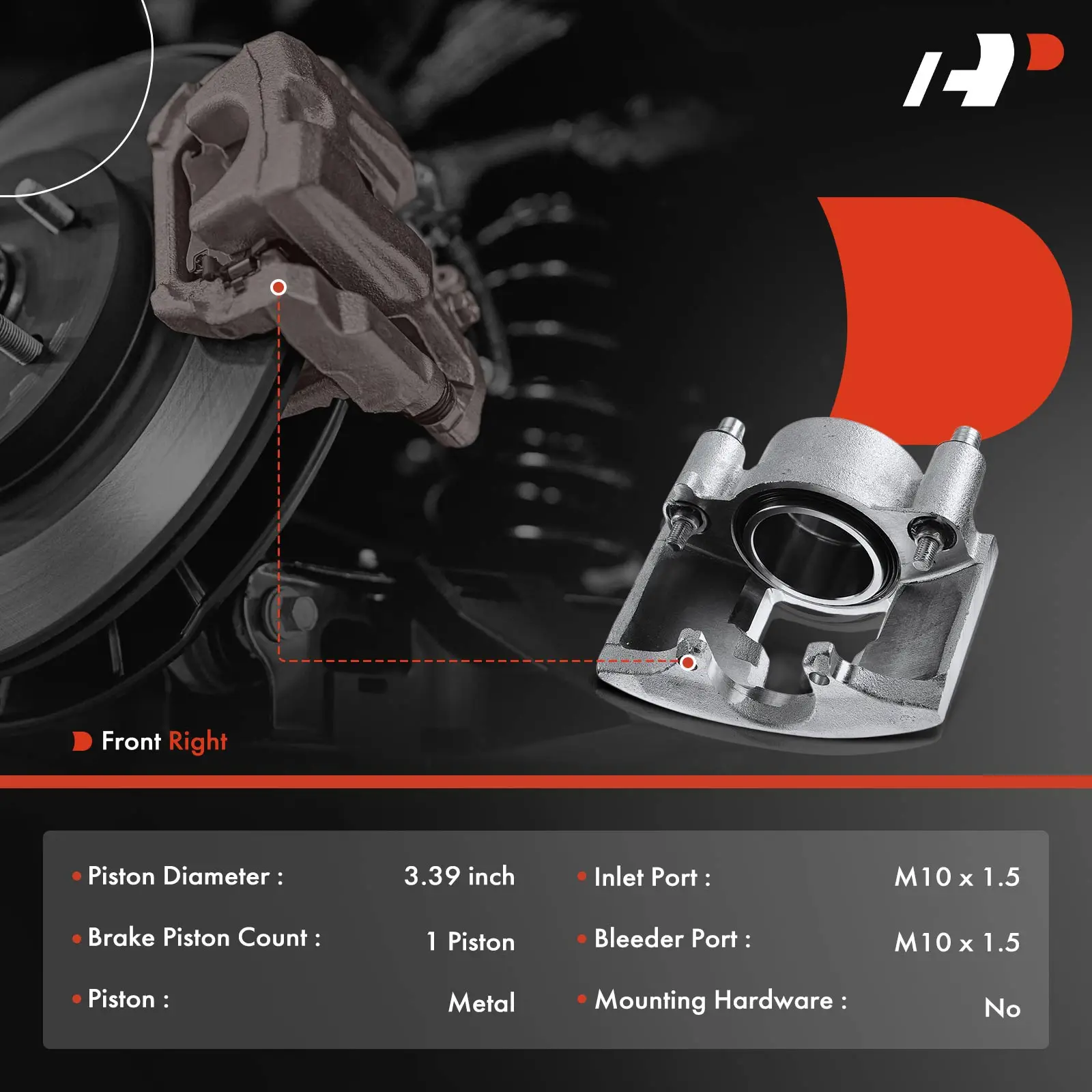 A-Premium Front Right Brake Caliper with 1 Piston for Dodge Ram 2500 Ram 3500 1994-1999 Chevrolet Express 2500 2002 Express 3500