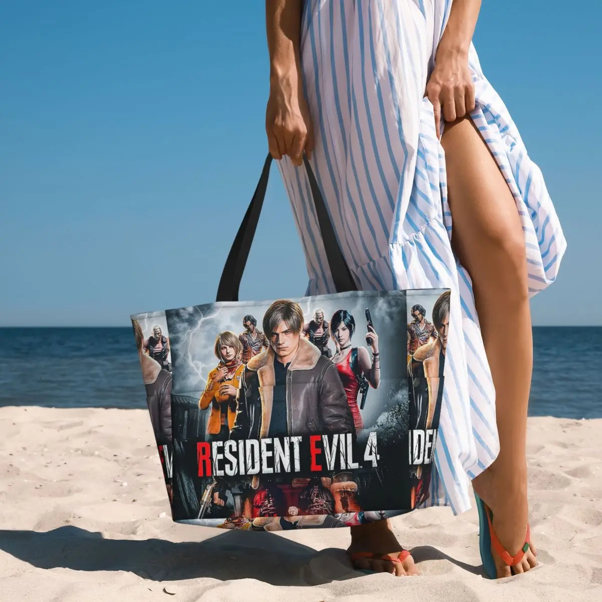 

Resident Evils 4 Funny Games RE4 Beach Tote Bag Sport Gym Yoga Duffle Large Tote Bag Women Travel Bag Fitness bag
