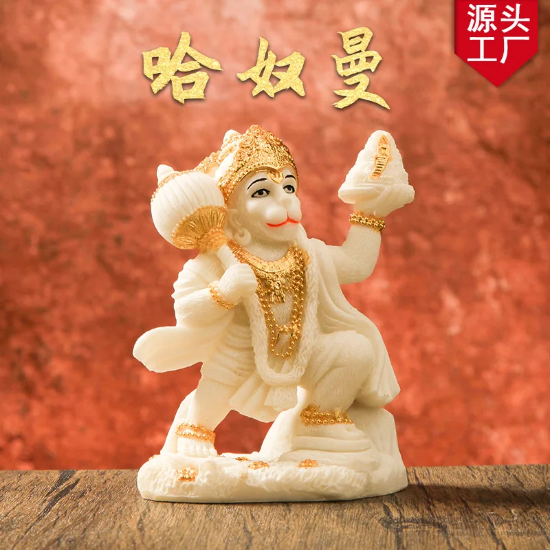 

Резная статуя ханьмана из смолы ручной работы, креативная фигурка воина индийского бога обезьяны, декор алтаря индуистского храма, трансграничный подарок