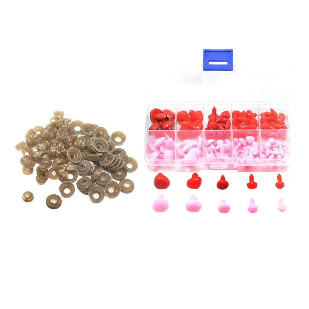 

100 шт., 5 размеров, пластиковые носы с шайбами для куклы, аксессуары для изготовления кукол Тедди, цвета