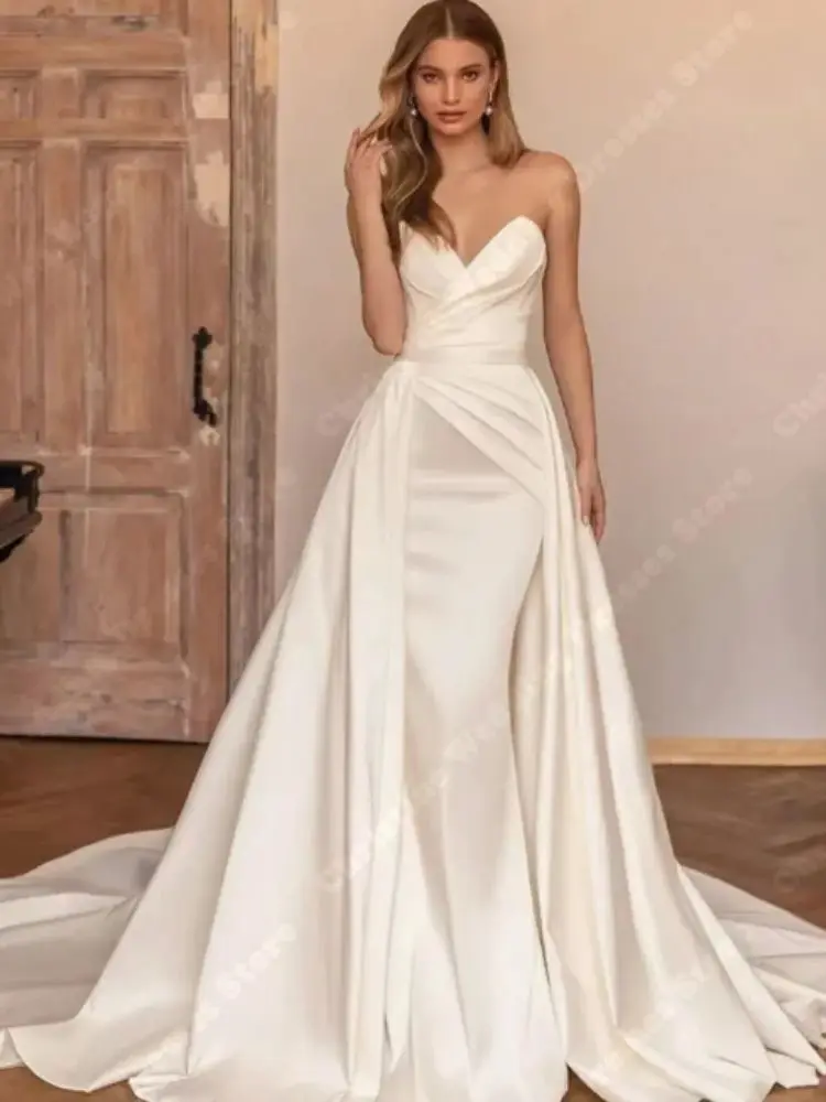 Nieuwe Heldere Stof Zeemeermin Trouwjurken Met Elegante Sexy Off Shoulder Baljurken 2024 Dweillengte Vrouwen Vestidos De Novia