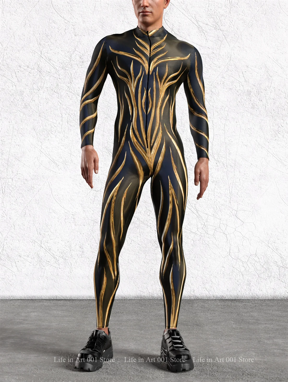 Mannen CyberPunk Jet Line Jumpsuit Cosplay Bodysuit Steampunk Kostuum Halloween Party Shows Vakantie Stadium Catsuit Rave Outfit Cos
