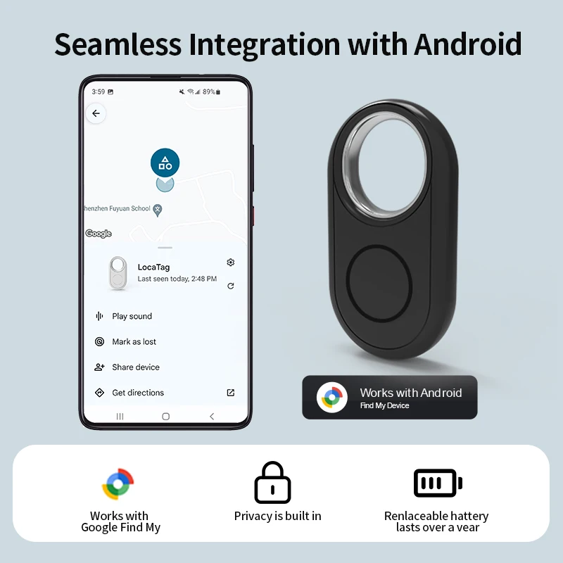 2026 Smart Tag Locator for Keys Wallet Pet | Works with Android Find My Device | Global Tracking | Dual Direction Anti-Lost