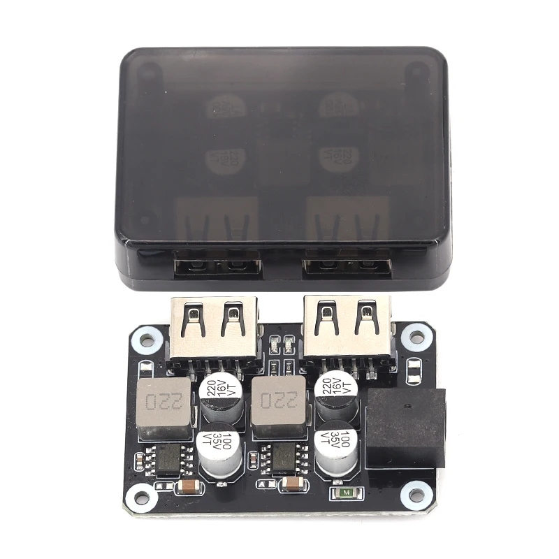 Car DC-DC Fast Charging Board 12V 24V To Dual USB QC3.0 FCP High Power Step Down Charging Bare Board Cased Power Module