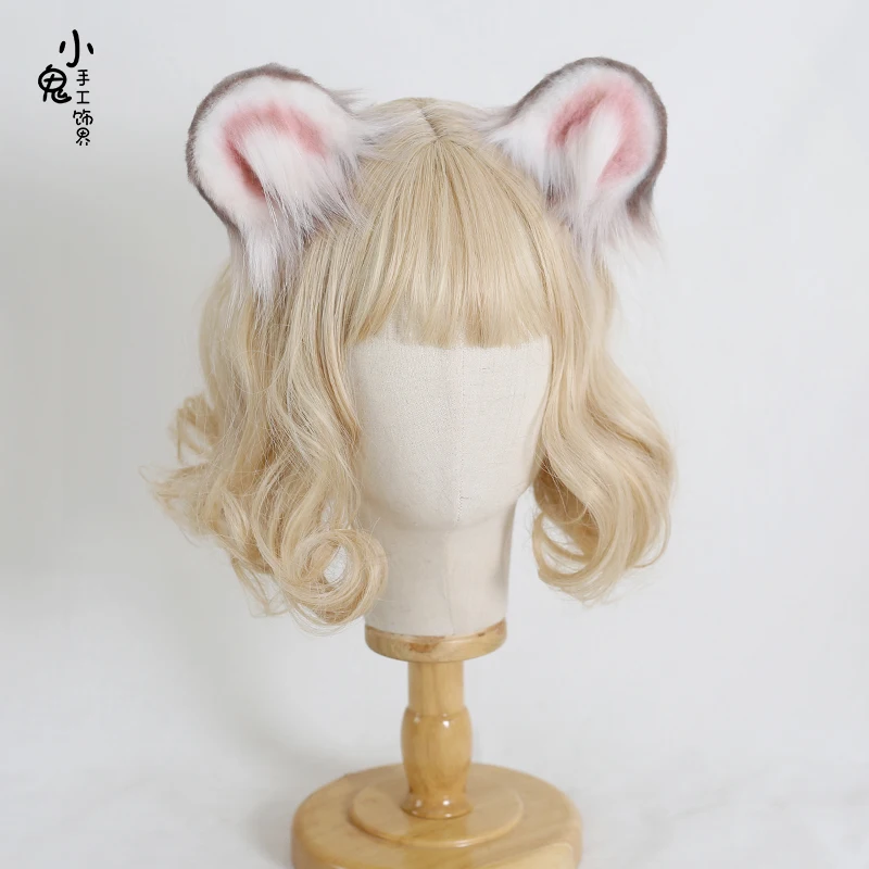 Original hand-made Headband Lolita Headwear Cute mouse ear gothic wind cosplay beast ear hairpin Hair Accessaries