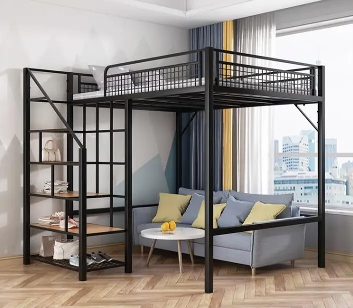 Wrought iron elevated bed duplex bed children\'s double modern loft bed