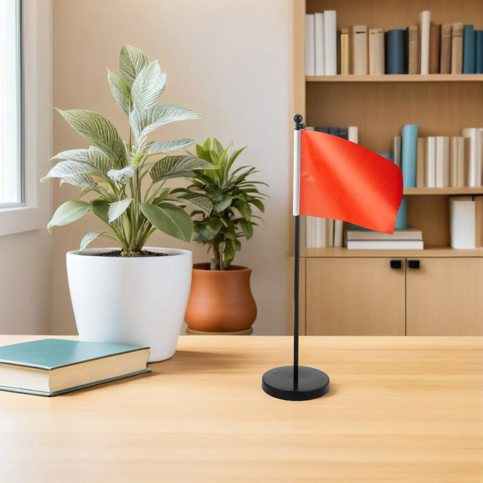 Desk Flagpole Stand for Office – Polished Metal Flag Holder for UN Consulates & Office Decoration