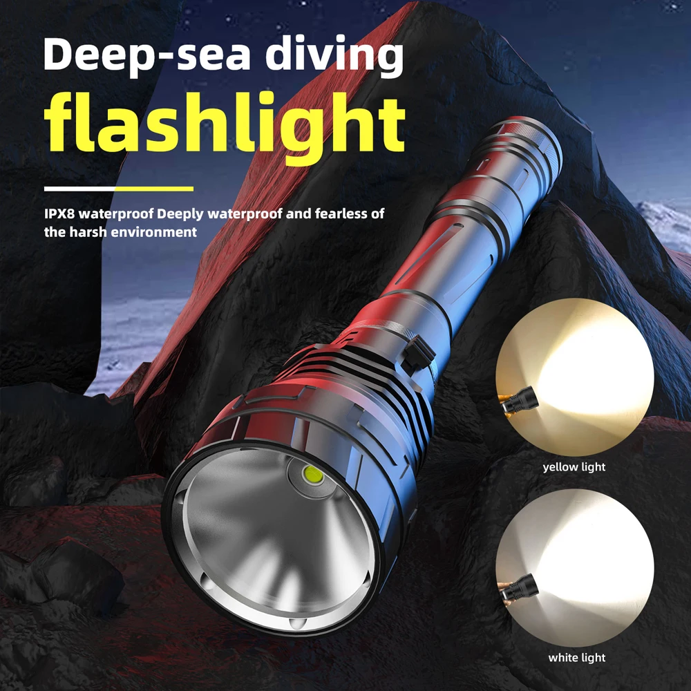 NEW Professional Scuba Diving Torch 3*26650 High Power Diving Waterproof Lamp 3*XHP70 Underwater Lantern IPX8 Diving flashlight