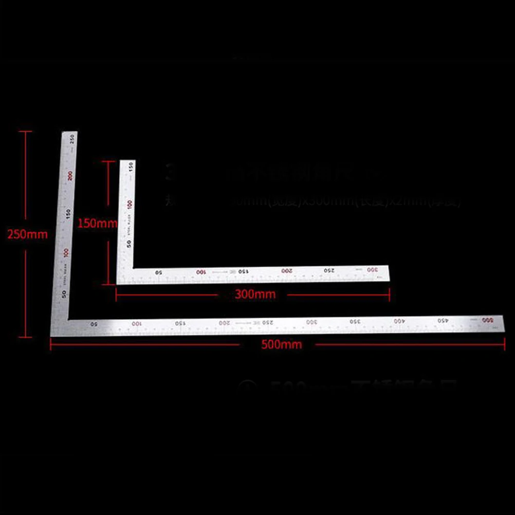 

Thickened Stainless Steel Right Angle L-square Ruler 90 Degree Silver Carpenters Square Compact Lightweight Measuring Tool