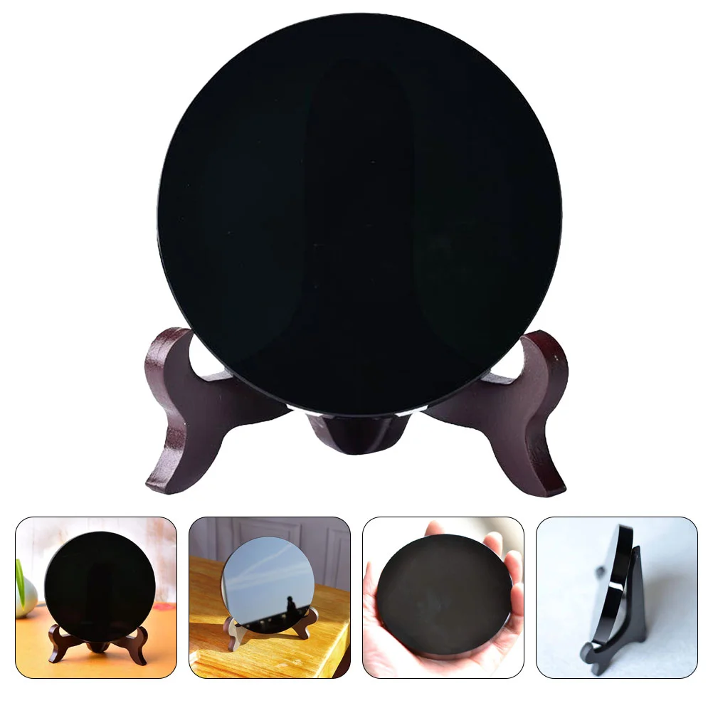 Obsidian Mirror Circle Aesthetic Black Scrying Coffee Table Shelf Decor Decorations for Room Living