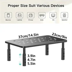 Soporte de Monitor para escritorio, elevador de Monitor ajustable de 3 alturas con rejillas de flujo de aire, soporte para computadora portátil