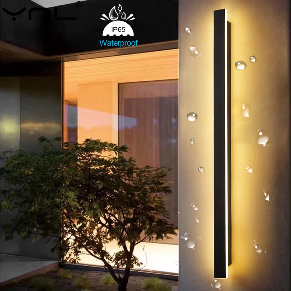 Modern Waterproof  Outdoor Lighting LED Long Wall Lamps Villa Garden Porch External LED Wall Lights AC110V 20V Sconce Luminaire