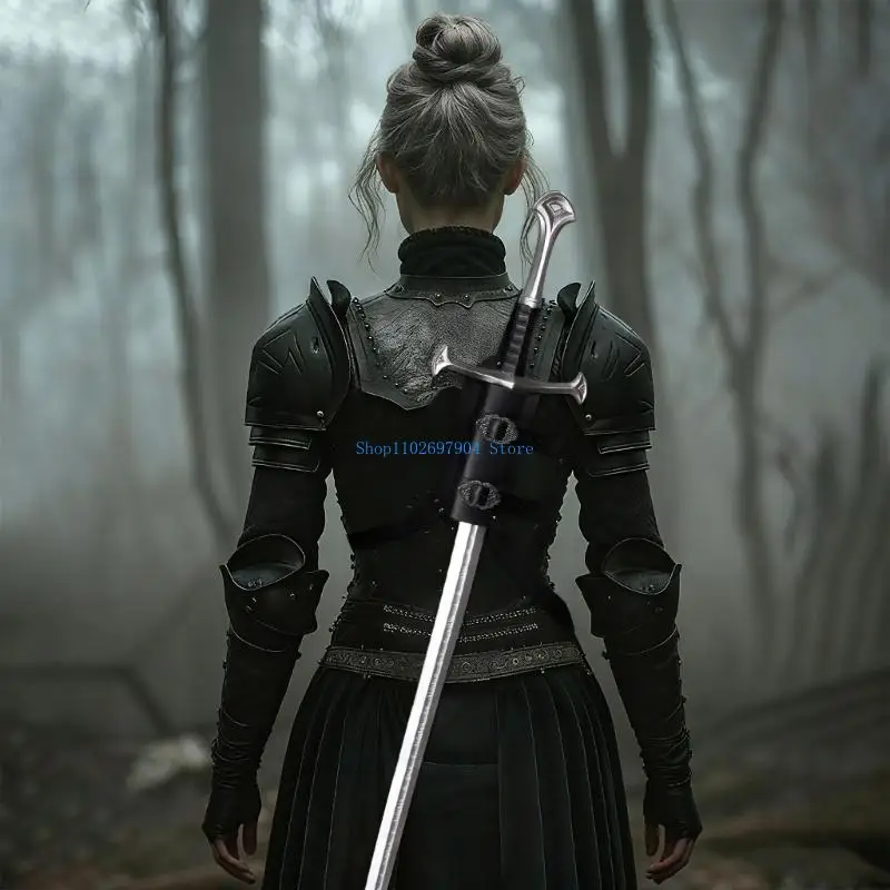 N7YF القرون الوسطى الجلود الظهر السيوف الكتف الضفادع قابل للتعديل الجلود غمد الحافظات عصر النهضة المحارب زي التبعي