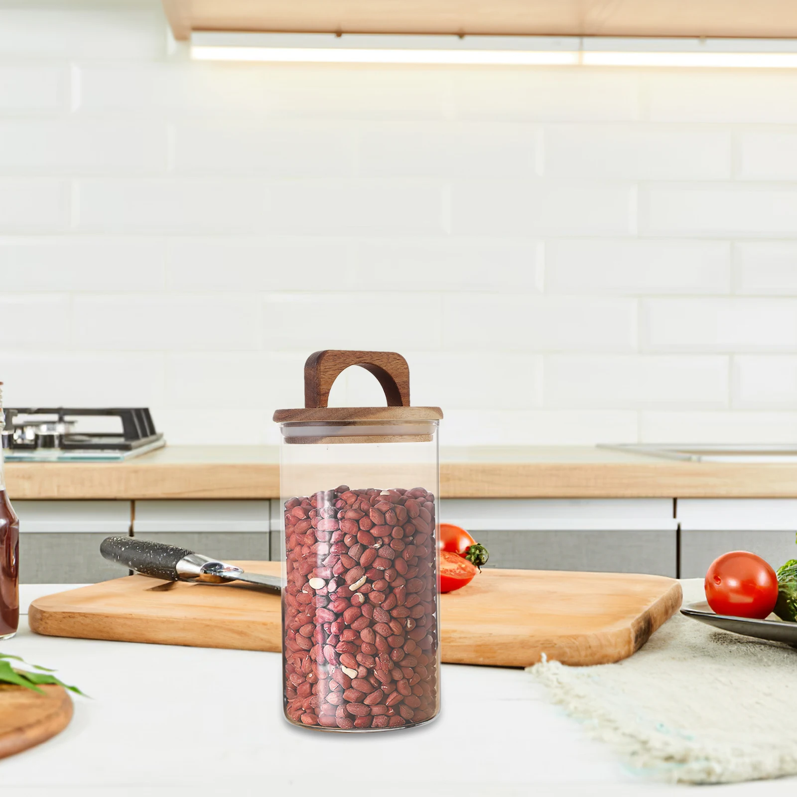 

Glass Tea Canisters 1200ml Clear Food Grain Storage Bottle Containers Sugar Coffee Airtight Sealing Kitchen Vessels