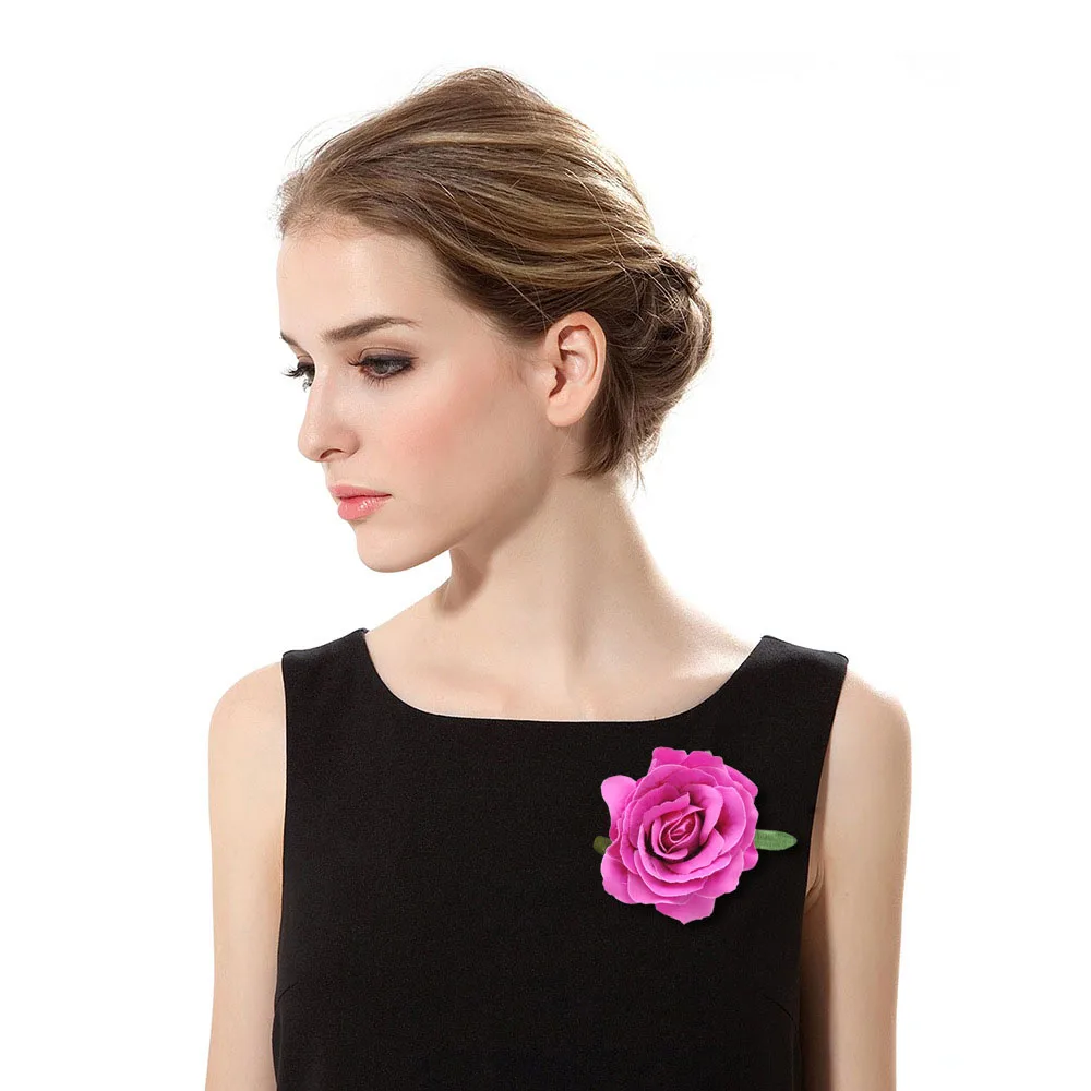 Party Women Bridal Hair Clip Brooch Rose Flower Hairpin Wedding