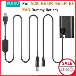 KUTOU ACK-E6 DR-E6 LP E6 E6N Dummy Battery USB Power Adapter Kit For Canon EOS 5D Mark III II 6D 7D 60D 70D 80D 90D R R5 R6 5DS