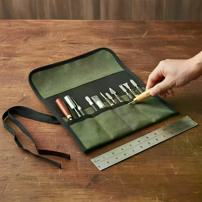 Portable Multi Purpose Tool Bag Roll Up Oxford Cloth Multiple Pocket Organizer for Hiking Car Emergency Household Use