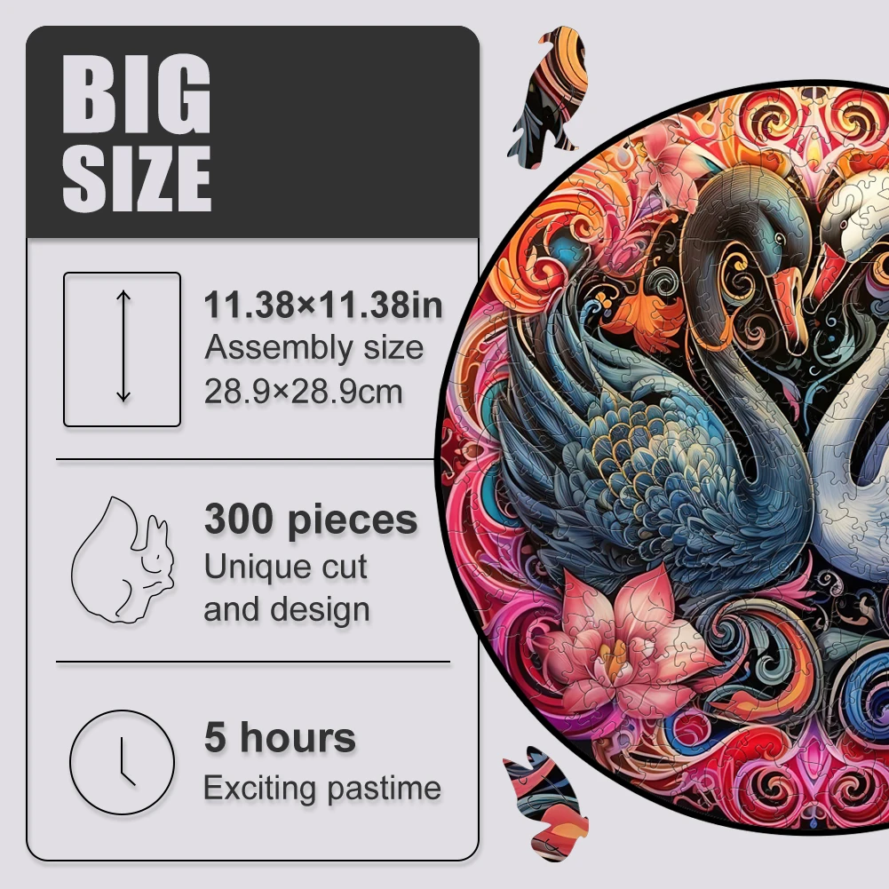 Swan Jigsaw Puzzle Couple Games Animal Wooden Puzzles For Adult Teens Kids Black Swan Wood Pazzle Game Toys Gift Home Ecoration