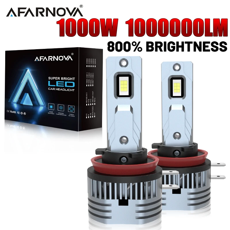 

1000W H11B LED Car Headlight Bulb Canbus 1000000LM Led Light for Car H11B Turbo LED Mini HeadLamp Size Wireless with Fan 6000K