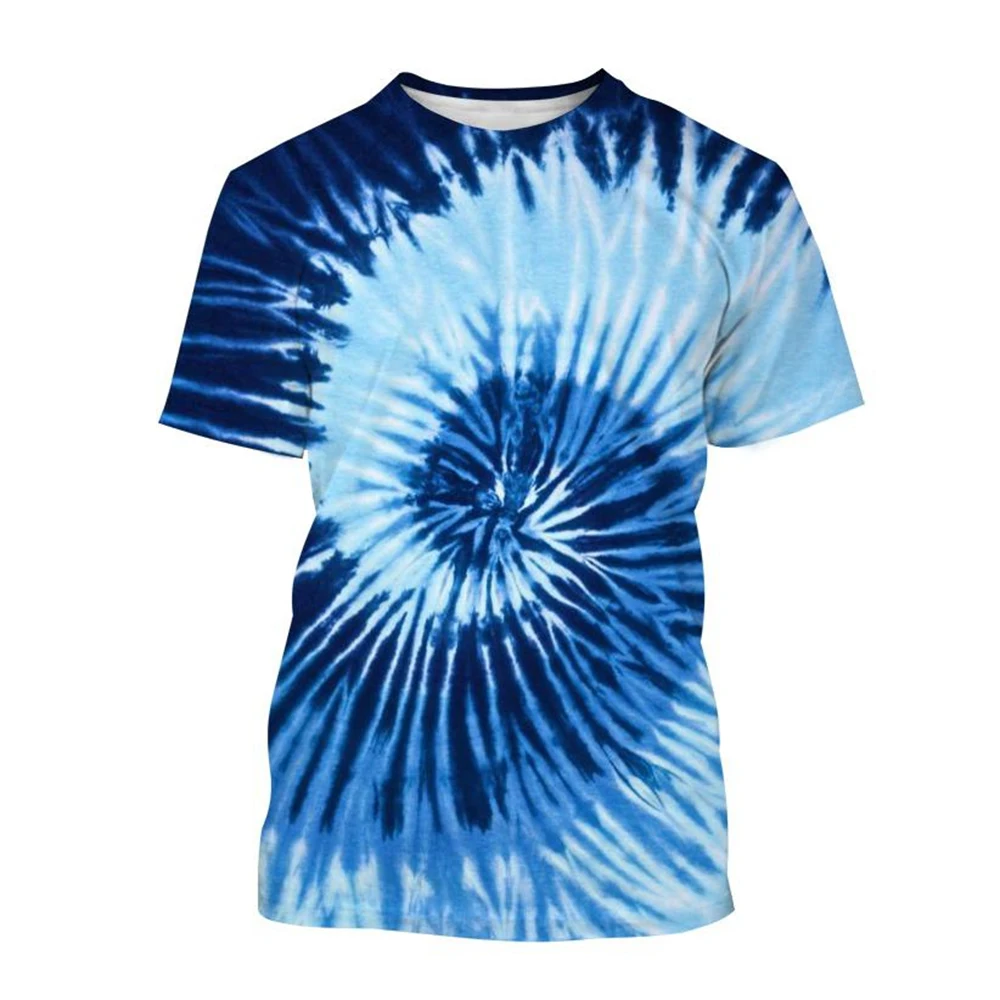 Children's T-Shirt Girl Gradient Color Tie-Dye Pattern Printing 3D T Shirt Boys and Girls Spiral Circle Tee Shirts Kids Clothes