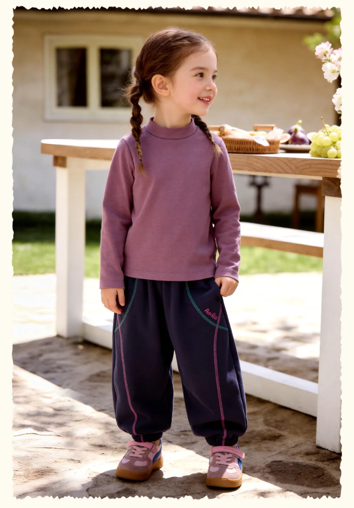 Amila 2026 Herbst Neue Kinder-Freizeithose Sportliche Hose mit Bündchen, Farbblock-Streifen, Marken-Stickerei, Modische, Bequeme Alltagshose – Detail 17